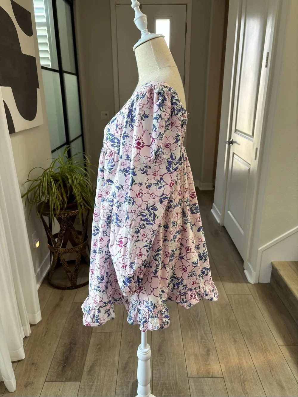 ANTHROPOLOGIE JACQUIE THE LABEL Pink Floral Cotton Babydoll Dress